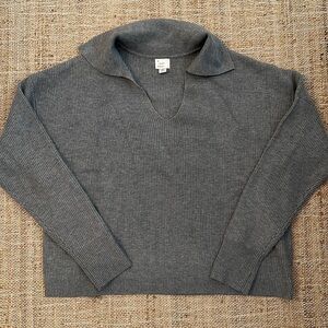 A New Day Cropped Vneck Grey Sweater Size M